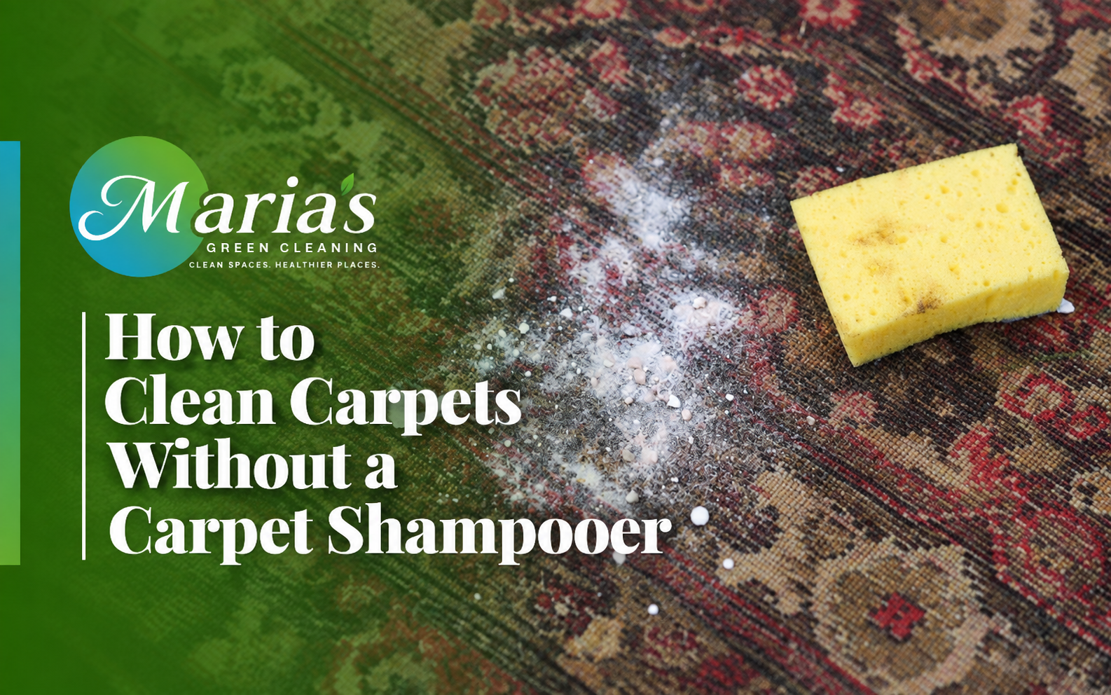 A person using baking soda and a brush to clean carpets naturally without a shampooer.