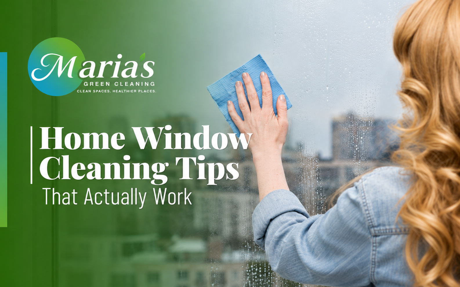 Drying clean window with microfiber cloth