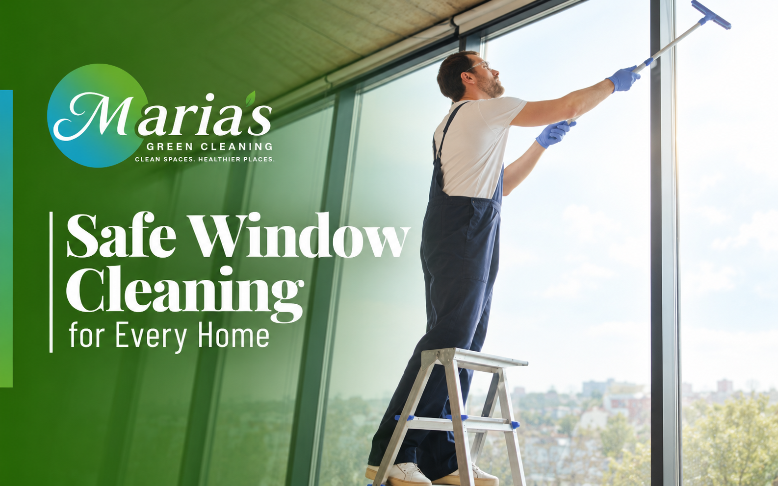 Using a stable ladder for window cleaning