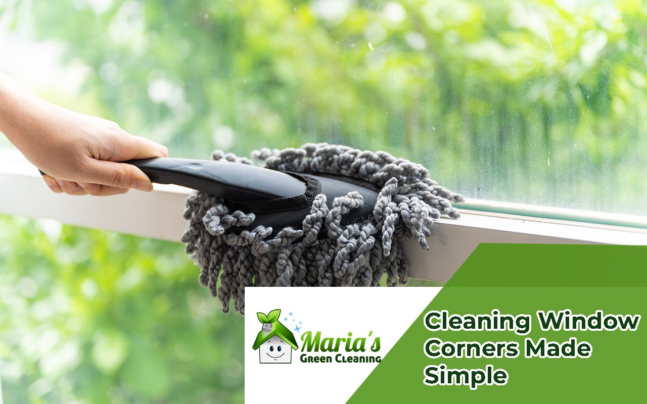 Using a soft brush to clean window corners