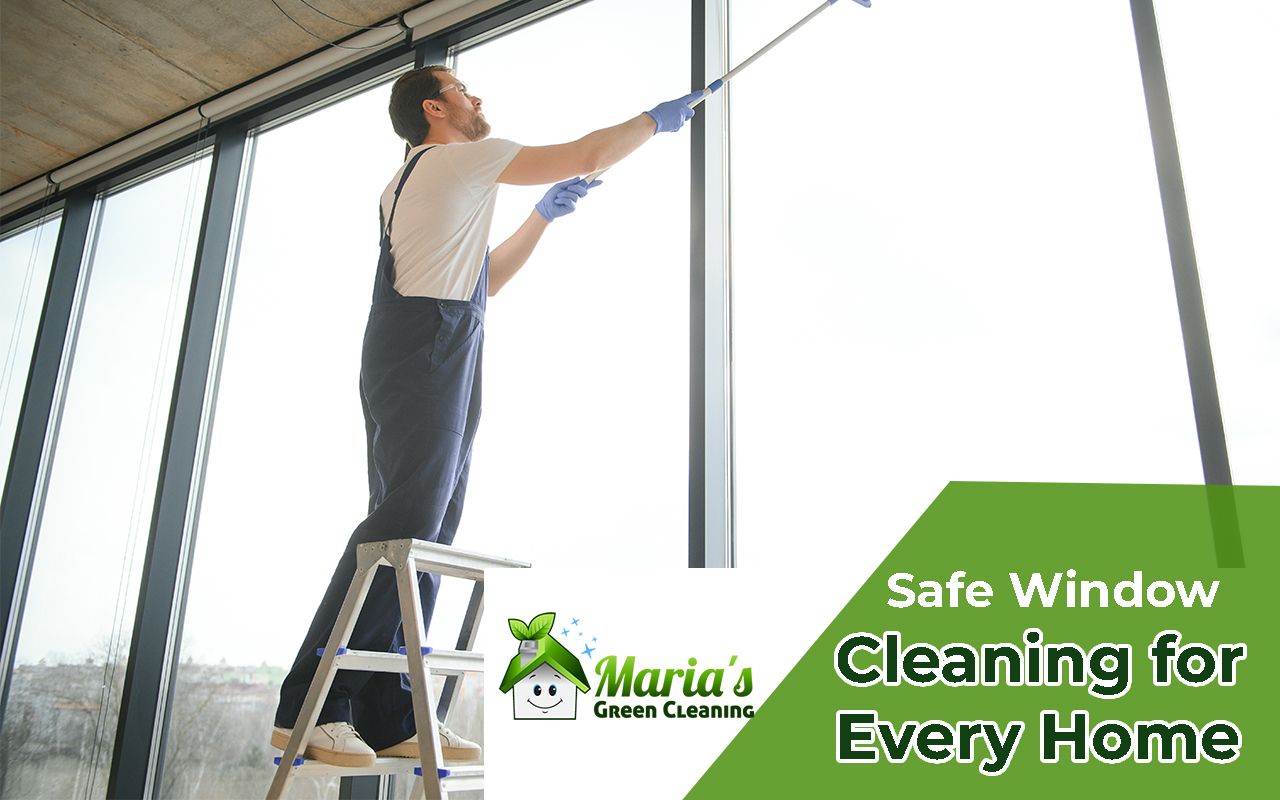 Using a stable ladder for window cleaning