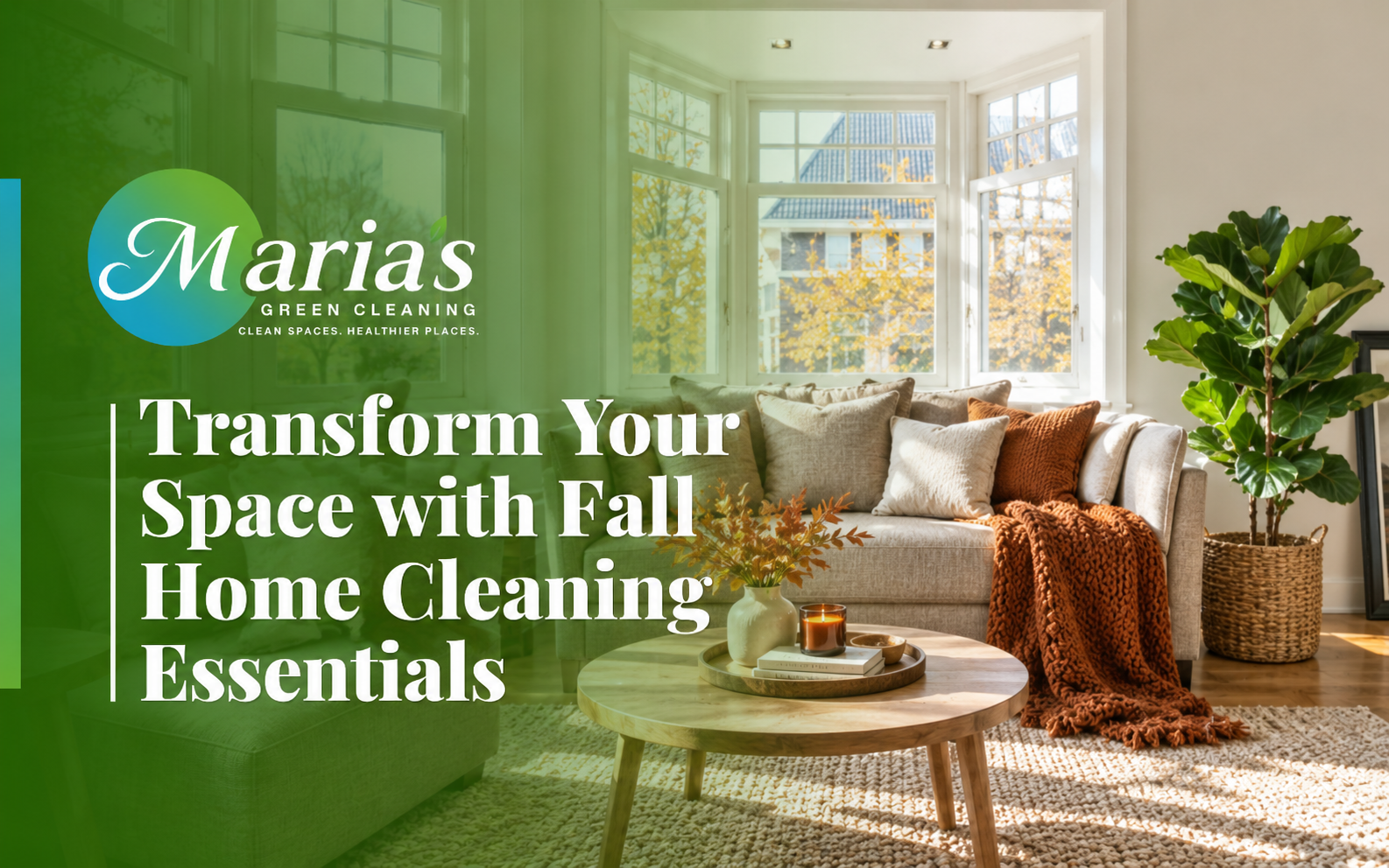 Cozy living room styled after Fall Home Cleaning Essentials
