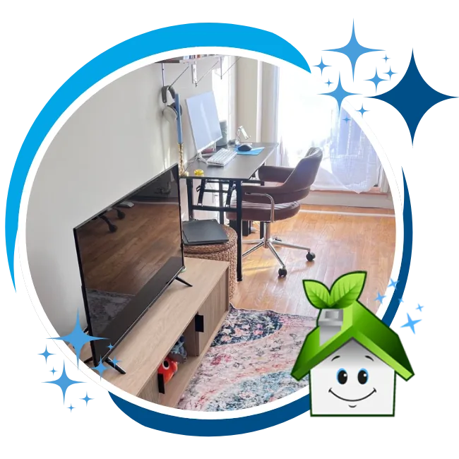 Deep cleaning service in a Harrison townhouse living room