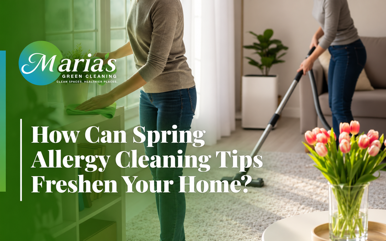 Family doing a reduce indoor pollen naturally with spring allergy cleaning tips