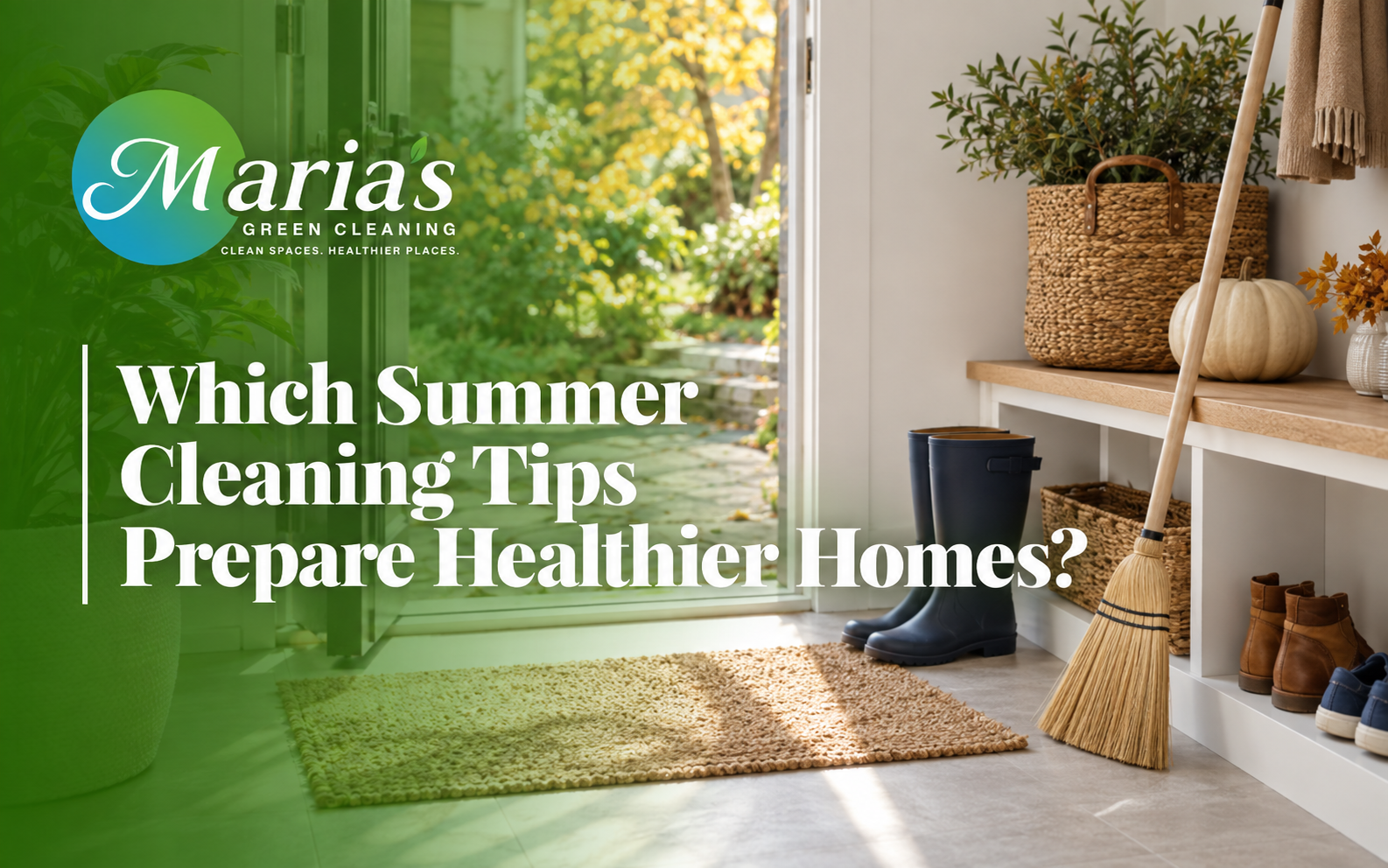 End of summer cleaning tips for a clean family entryway before fall
